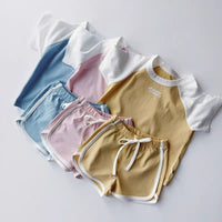 Load image into Gallery viewer, 2 Pieces Set Baby Kid Girls Boys Letters Color-blocking T-Shirts And Shorts Wholesale 250708167
