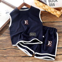 Load image into Gallery viewer, 2 Pieces Set Baby Kid Boys Solid Color Letters Tank Tops And Shorts Wholesale 250708170
