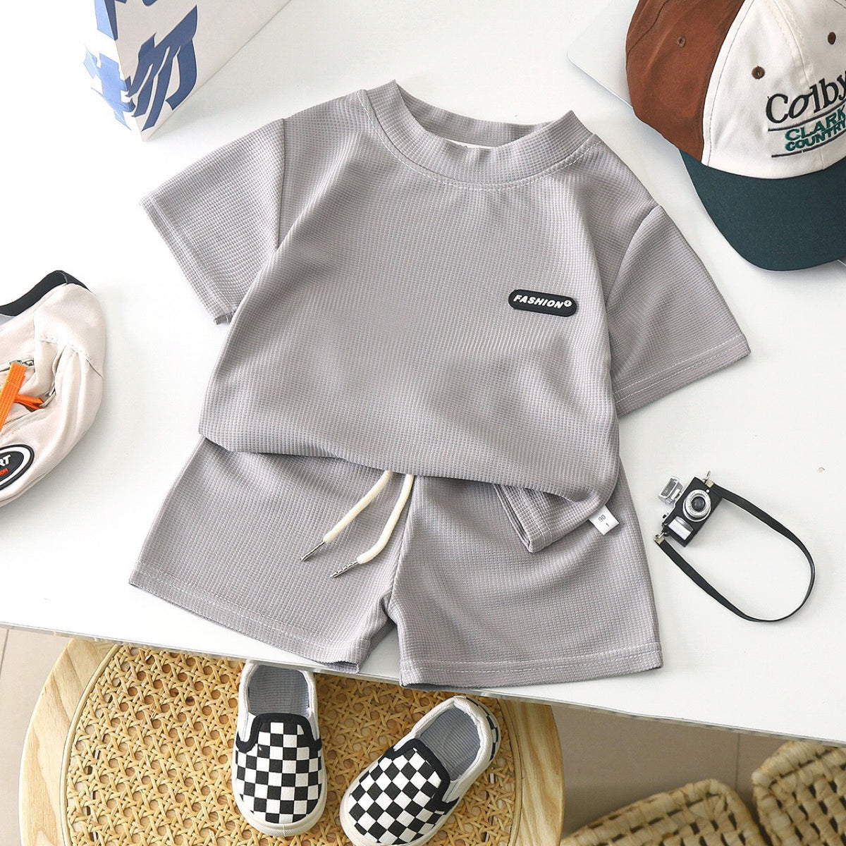 2 Pieces Set Baby Kid Boys Solid Color T-Shirts And Shorts Wholesale 250708171