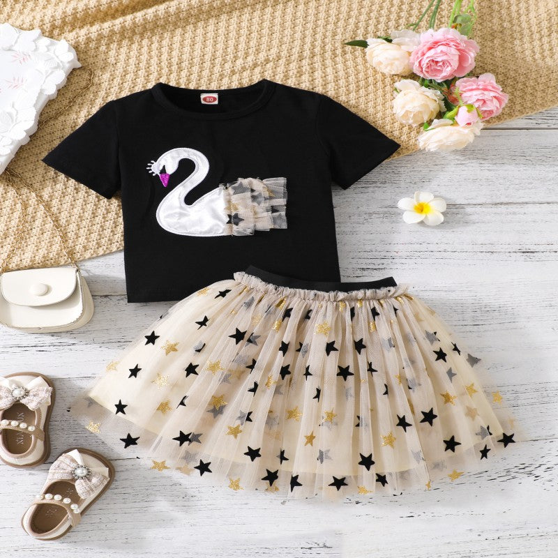 2 Pieces Set Baby Kid Girls Animals T-Shirts And Star Skirts Wholesale 25070822
