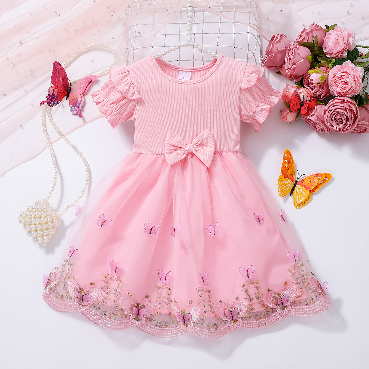 Baby Kid Girls Butterfly Bow Dresses Wholesale 25070832