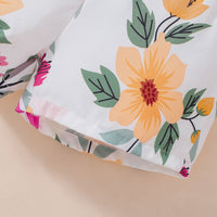 Load image into Gallery viewer, 2 Pieces Set Baby Kid Girls Solid Color Print Tops And Flower Shorts Wholesale 25070834

