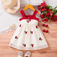 Load image into Gallery viewer, Baby Kid Girls Color-blocking Fruit Embroidered Dresses Wholesale 25070836
