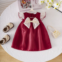Load image into Gallery viewer, Baby Kid Girls Solid Color Bow Dresses Wholesale 25070838
