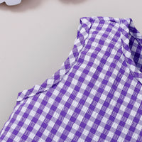 Load image into Gallery viewer, 2 Pieces Set Baby Kid Girls Checked Tank Tops And Solid Color Skirts Wholesale 25070845
