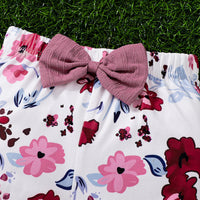 Load image into Gallery viewer, 2 Pieces Set Baby Kid Girls Solid Color Bow Tank Tops And Flower Shorts Wholesale 25070852
