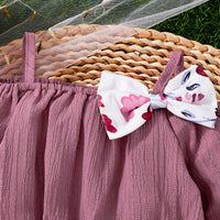 Load image into Gallery viewer, 2 Pieces Set Baby Kid Girls Solid Color Bow Tank Tops And Flower Shorts Wholesale 25070852
