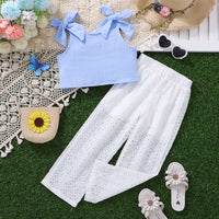 Load image into Gallery viewer, 2 Pieces Set Kid Girls Solid Color Tank Tops And Pants Wholesale 25070869
