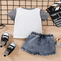 Load image into Gallery viewer, 2 Pieces Set Baby Kid Boys Color-blocking T-Shirts And Solid Color Shorts Wholesale 25070883
