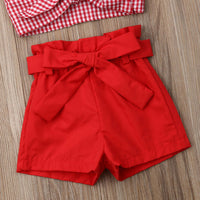 Load image into Gallery viewer, 2 Pieces Set Baby Kid Girls Checked Tank Tops And Solid Color Shorts Wholesale 25070895
