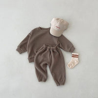 Load image into Gallery viewer, 2 Pieces Set Baby Kid Girls Boys Solid Color Tops And Pants Wholesale 25071501
