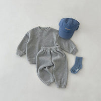 Load image into Gallery viewer, 2 Pieces Set Baby Kid Girls Boys Solid Color Tops And Pants Wholesale 25071501
