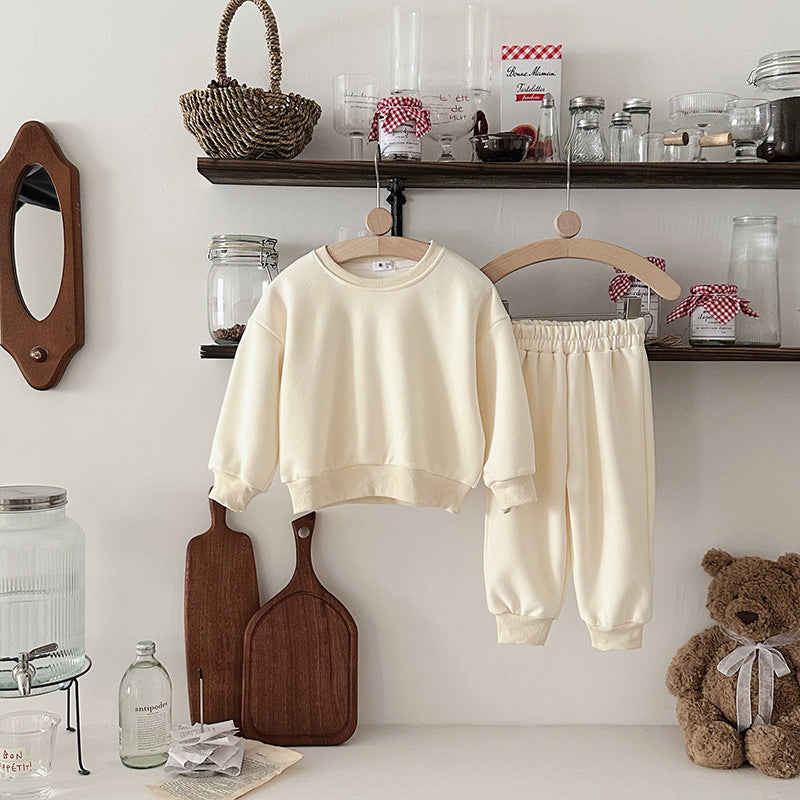 2 Pieces Set Baby Kid Girls Solid Color Tops And Pants Wholesale 25071504