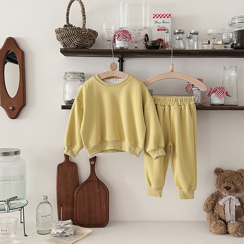 2 Pieces Set Baby Kid Girls Solid Color Tops And Pants Wholesale 25071504