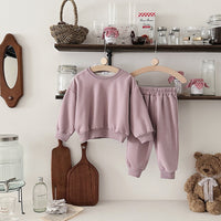 Load image into Gallery viewer, 2 Pieces Set Baby Kid Girls Solid Color Tops And Pants Wholesale 25071504
