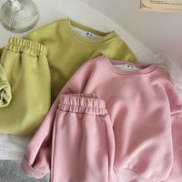 Load image into Gallery viewer, 2 Pieces Set Baby Kid Girls Solid Color Tops And Pants Wholesale 25071504
