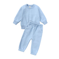 Load image into Gallery viewer, 2 Pieces Set Baby Kid Girls Boys Solid Color Tops And Pants Wholesale 25071505
