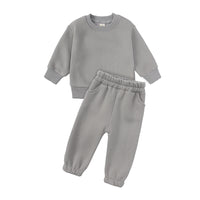 Load image into Gallery viewer, 2 Pieces Set Baby Kid Girls Boys Solid Color Tops And Pants Wholesale 25071505
