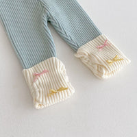 Load image into Gallery viewer, 2 Pieces Set Baby Kid Girls Color-blocking Bow Tops And Pants Wholesale 25092203
