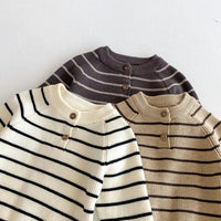 Load image into Gallery viewer, 2 Pieces Set Baby Girls Boys Striped Sweaters And Solid Color Jumpsuits Wholesale 25092209
