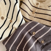 Load image into Gallery viewer, 2 Pieces Set Baby Girls Boys Striped Sweaters And Solid Color Jumpsuits Wholesale 25092209
