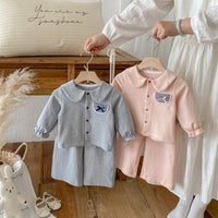 Load image into Gallery viewer, 2 Pieces Set Baby Kid Girls Solid Color Tops And Pants Wholesale 25092224
