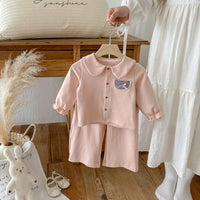 Load image into Gallery viewer, 2 Pieces Set Baby Kid Girls Solid Color Tops And Pants Wholesale 25092224
