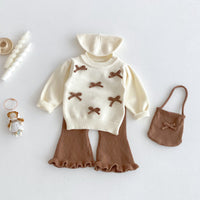 Load image into Gallery viewer, 2 Pieces Set Baby Girls Bow Sweaters And Solid Color Pants Wholesale 25092226

