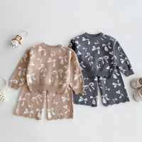 Load image into Gallery viewer, 2 Pieces Set Baby Kid Girls Solid Color Bow Sweaters And Pants Wholesale 25092235
