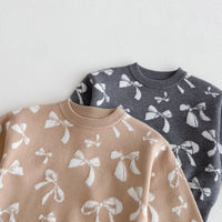 Load image into Gallery viewer, 2 Pieces Set Baby Kid Girls Solid Color Bow Sweaters And Pants Wholesale 25092235
