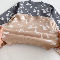 Load image into Gallery viewer, 2 Pieces Set Baby Kid Girls Solid Color Bow Sweaters And Pants Wholesale 25092235
