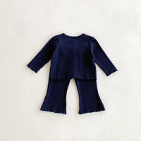 Load image into Gallery viewer, 2 Pieces Set Baby Kid Girls Solid Color Bow Tops And Pants Wholesale 25092239
