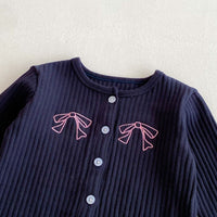 Load image into Gallery viewer, 2 Pieces Set Baby Kid Girls Solid Color Bow Tops And Pants Wholesale 25092239
