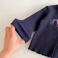 Load image into Gallery viewer, 2 Pieces Set Baby Kid Girls Solid Color Bow Tops And Pants Wholesale 25092239
