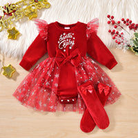 Load image into Gallery viewer, 2 Pieces Set Baby Girls Christmas Letters Rompers And Socks Wholesale 25101502
