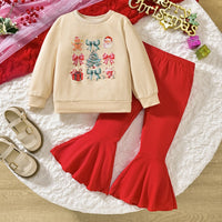 Load image into Gallery viewer, 2 Pieces Set Baby Kid Girls Christmas Cartoon Print Hoodies Sweatshirts And Solid Color Pants Wholesale 25101506
