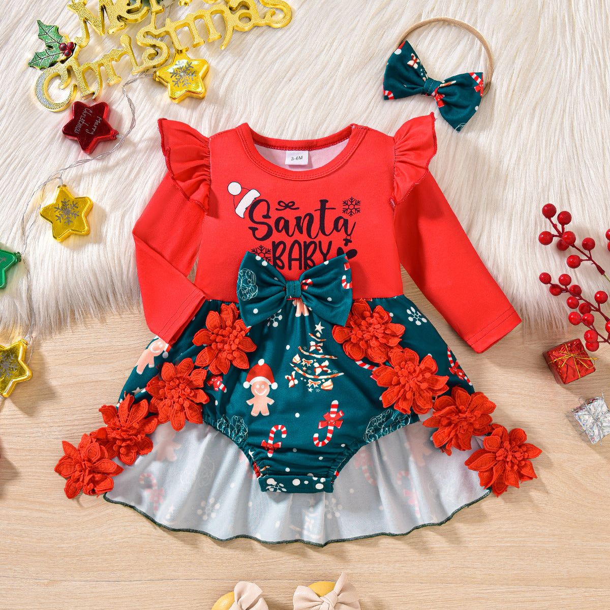 Baby Girls Letters Cartoon Christmas Rompers Wholesale 25101508