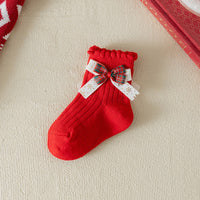 Load image into Gallery viewer, Baby Kid Girls Boys Solid Color Bow Christmas Accessories Socks Wholesale 25101509
