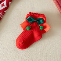 Load image into Gallery viewer, Baby Kid Girls Boys Solid Color Bow Christmas Accessories Socks Wholesale 25101509

