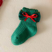 Load image into Gallery viewer, Baby Kid Girls Boys Solid Color Bow Christmas Accessories Socks Wholesale 25101509
