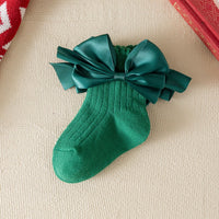 Load image into Gallery viewer, Baby Kid Girls Boys Solid Color Bow Christmas Accessories Socks Wholesale 25101509
