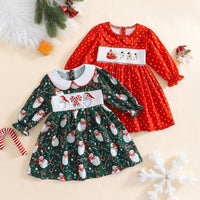 Load image into Gallery viewer, Baby Kid Girls Polka dots Cartoon Embroidered Christmas Dresses Wholesale 25101510
