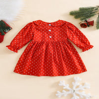 Load image into Gallery viewer, Baby Kid Girls Polka dots Cartoon Embroidered Christmas Dresses Wholesale 25101510
