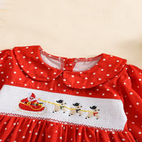 Load image into Gallery viewer, Baby Kid Girls Polka dots Cartoon Embroidered Christmas Dresses Wholesale 25101510
