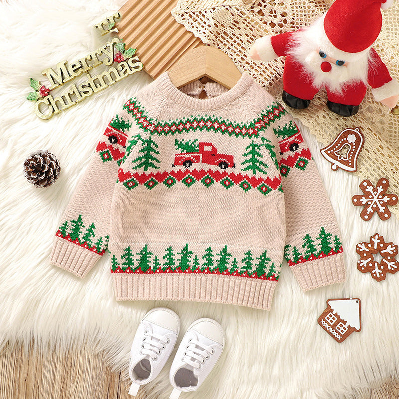 Baby Kid Girls Cartoon Plant Christmas Sweaters Wholesale 25101511
