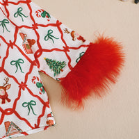 Load image into Gallery viewer, Baby Kid Girls Cartoon Bow Christmas Tops Pants Sleepwears Wholesale 25101513
