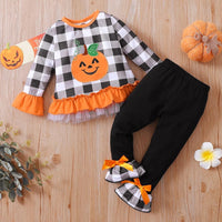 Load image into Gallery viewer, 2 Pieces Set Baby Kid Girls Halloween Fruit Checked Tops And Pants Wholesale 25101515
