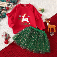 Load image into Gallery viewer, 2 Pieces Set Baby Kid Girls Letters Cartoon Tops And Star Skirts Wholesale 25101519
