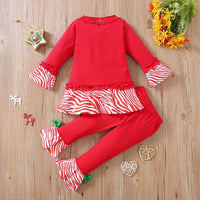 Load image into Gallery viewer, 2 Pieces Set Baby Kid Girls Christmas Striped Cartoon Tops And Pants Wholesale 25101521
