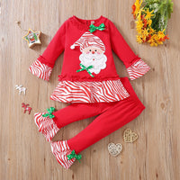 Load image into Gallery viewer, 2 Pieces Set Baby Kid Girls Christmas Striped Cartoon Tops And Pants Wholesale 25101521
